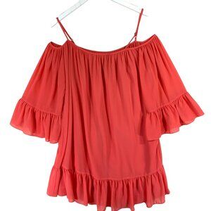 STRUT & BOL Cold shoulder mini dress 3/4 sleeve coral color dress size  medium